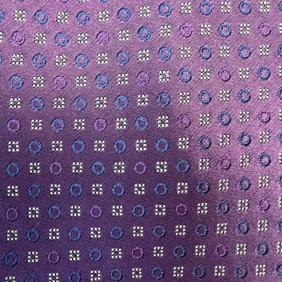 Michael Michael Kors Neck Tie 100% Silk Mens Purple Geometric - Picture 4 of 9